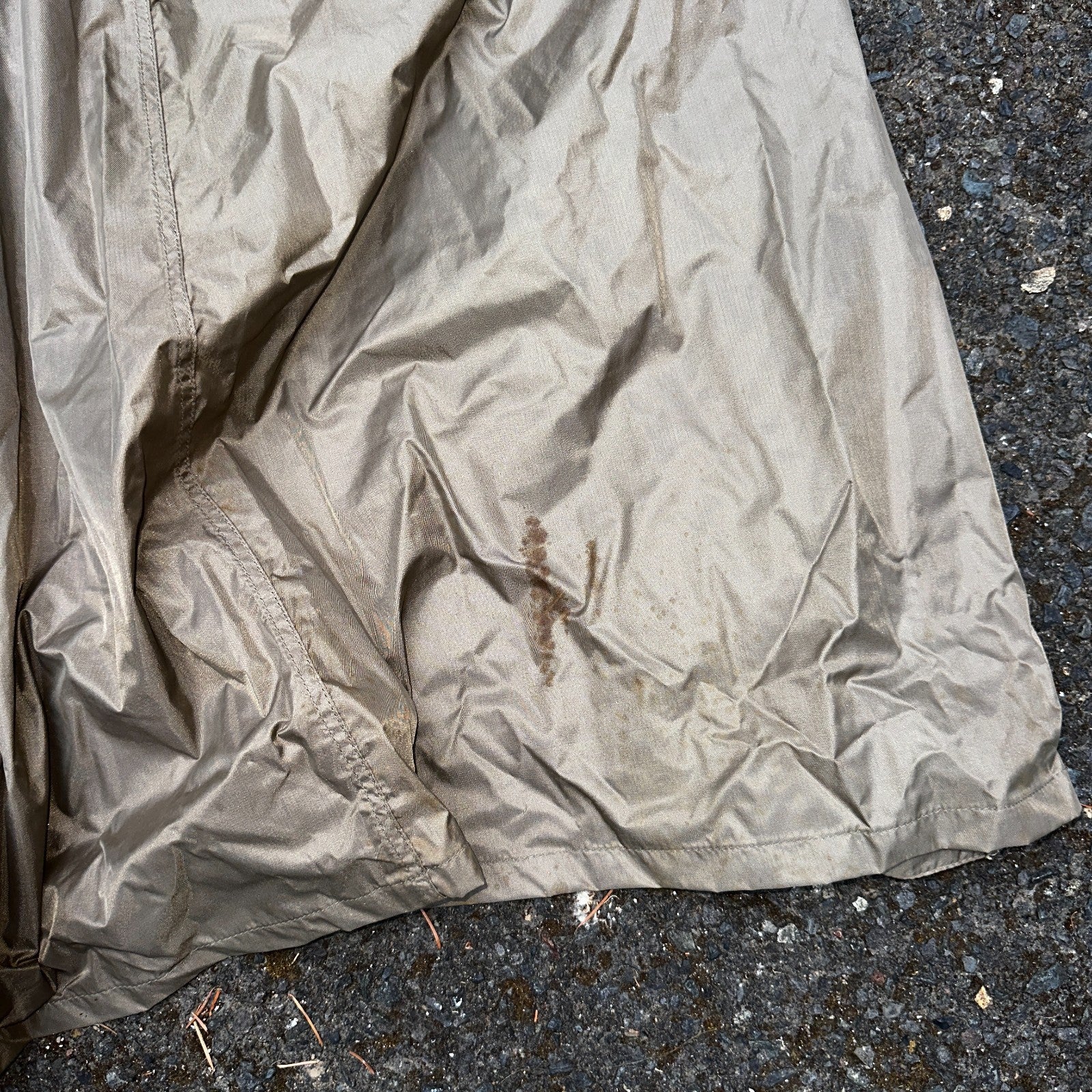 VTG 1958 US Army Mans Raincoat Nylon Taupe Shade 179 Military Uniform Mens 38L