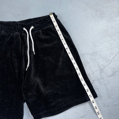 YoungLA Soft Corduroy Black Drawstring Shorts Men's Small Inseam 6" Athletic