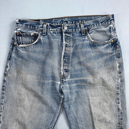 Levis 501 Vintage 90s USA XX Straight Leg Jeans Blue Light Wash 38x36 Act 34x31