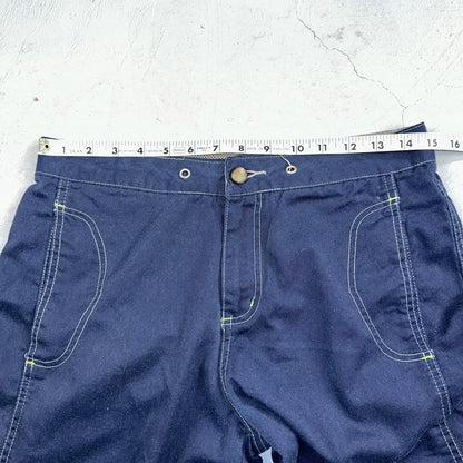 Vintage Trans Nine Rave Y2K Navy Blue Wide Leg Retro Pants Womens 30 x 30