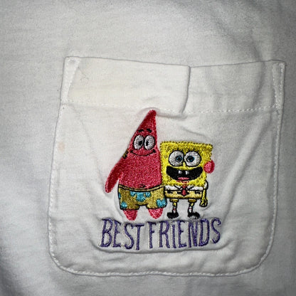 Nickelodeon Sponge Bob Patrick Star VTG T Shirt Best Friends White V Neck Womens
