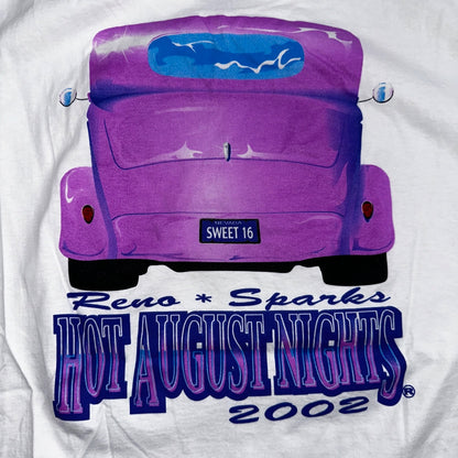 Hot August Nights 2002 VTG T Shirt Sweet 16 Hot Rods Purple Car Rare Graphic Fun