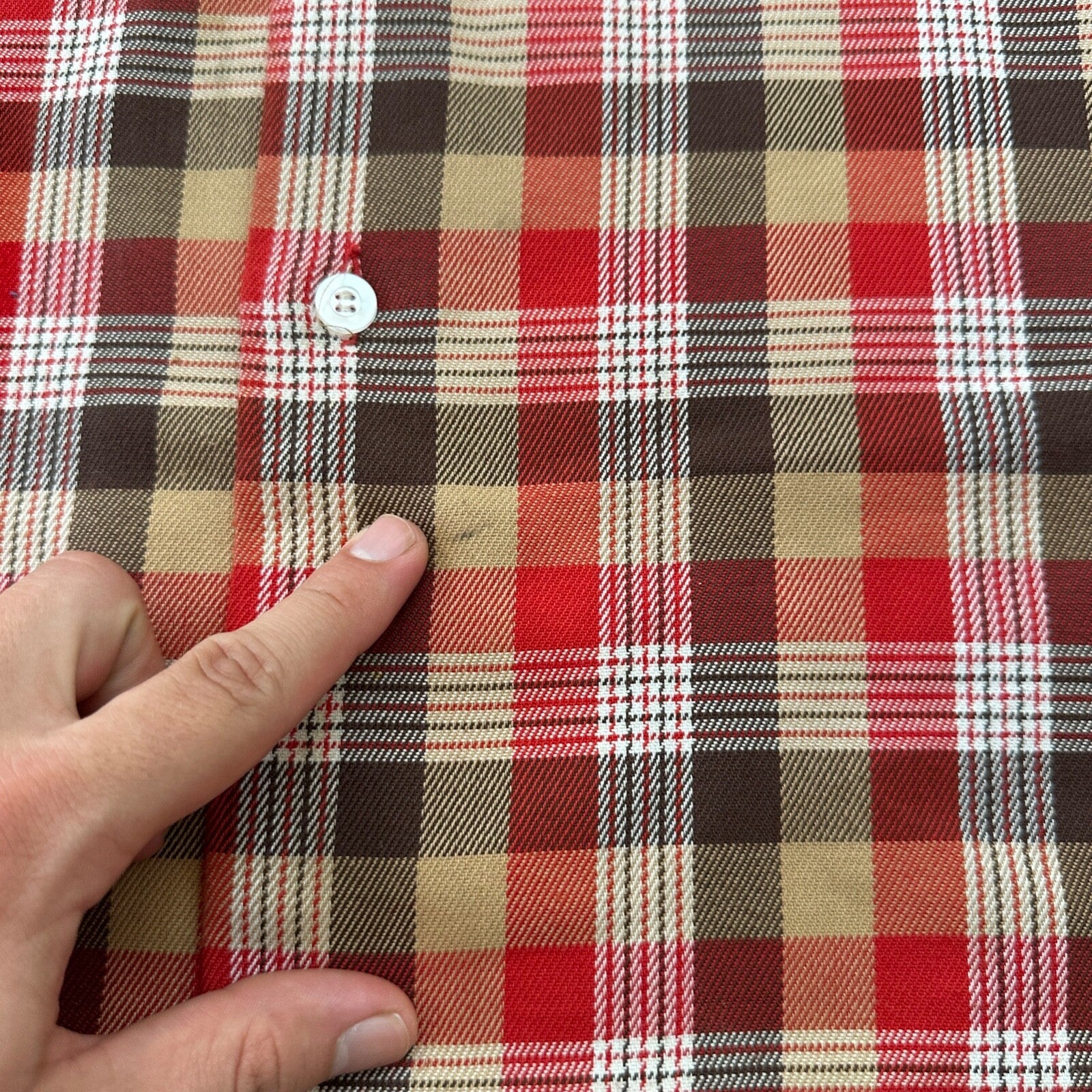 Vintage Big Mac Shirt Mens 15 Red Plaid Short Sleeve 90's JC Pennys Mens