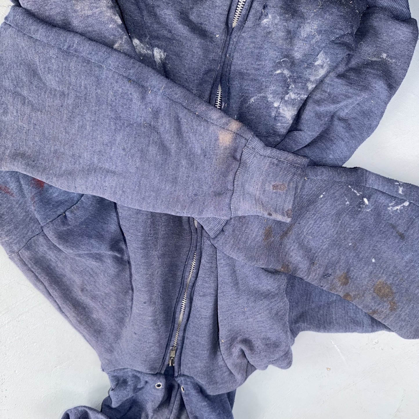 Blue Healthknit Zip Up Hoodie Vintage 80s 90s Thermal Lined USA 2XL Thrashed