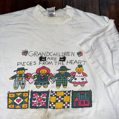 Grandchildren Grandma Grandpa Vintage T Shirt 80s Cute Love Kids Presents Love