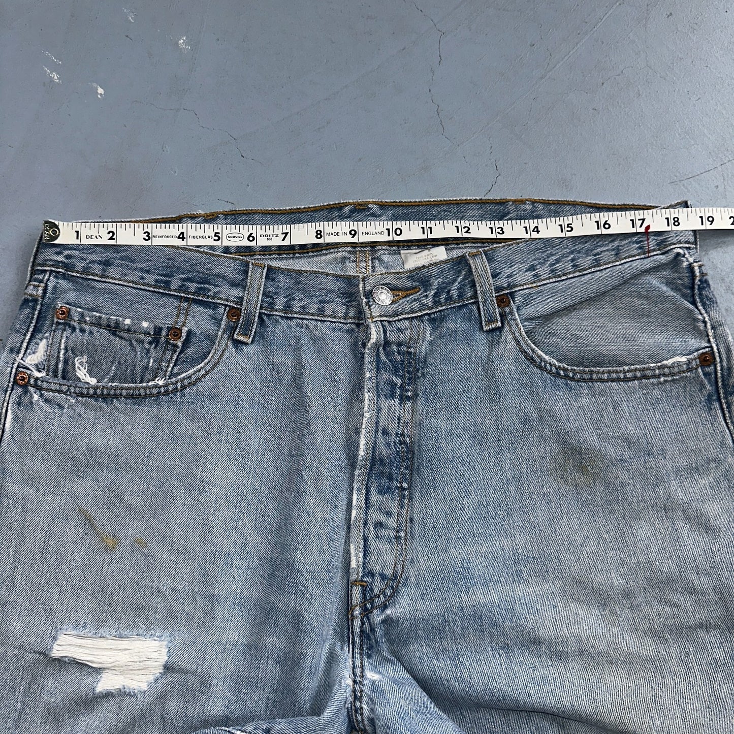 Levis 501 Vintage Y2K XX Straight Leg Jeans 90s Blue Light Wash 38x32 Act 37x30