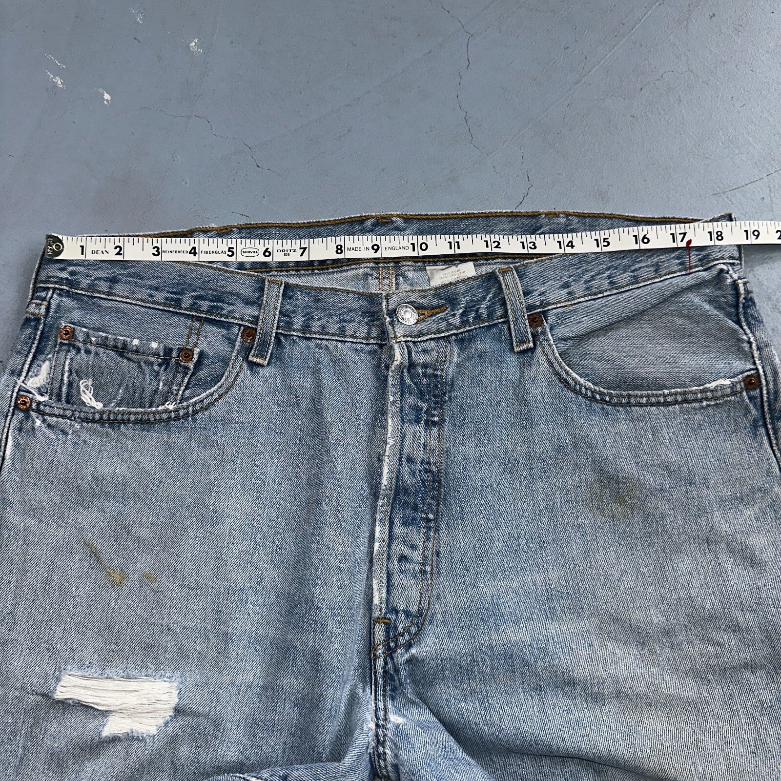 Levis 501 Vintage Y2K XX Straight Leg Jeans 90s Blue Light Wash 38x32 Act 37x30