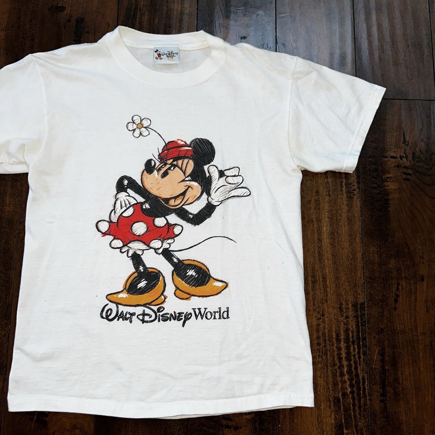 Minnie Mouse Disney Y2K Vintage T Shirt Cute Flowers Mickey Band World Cool