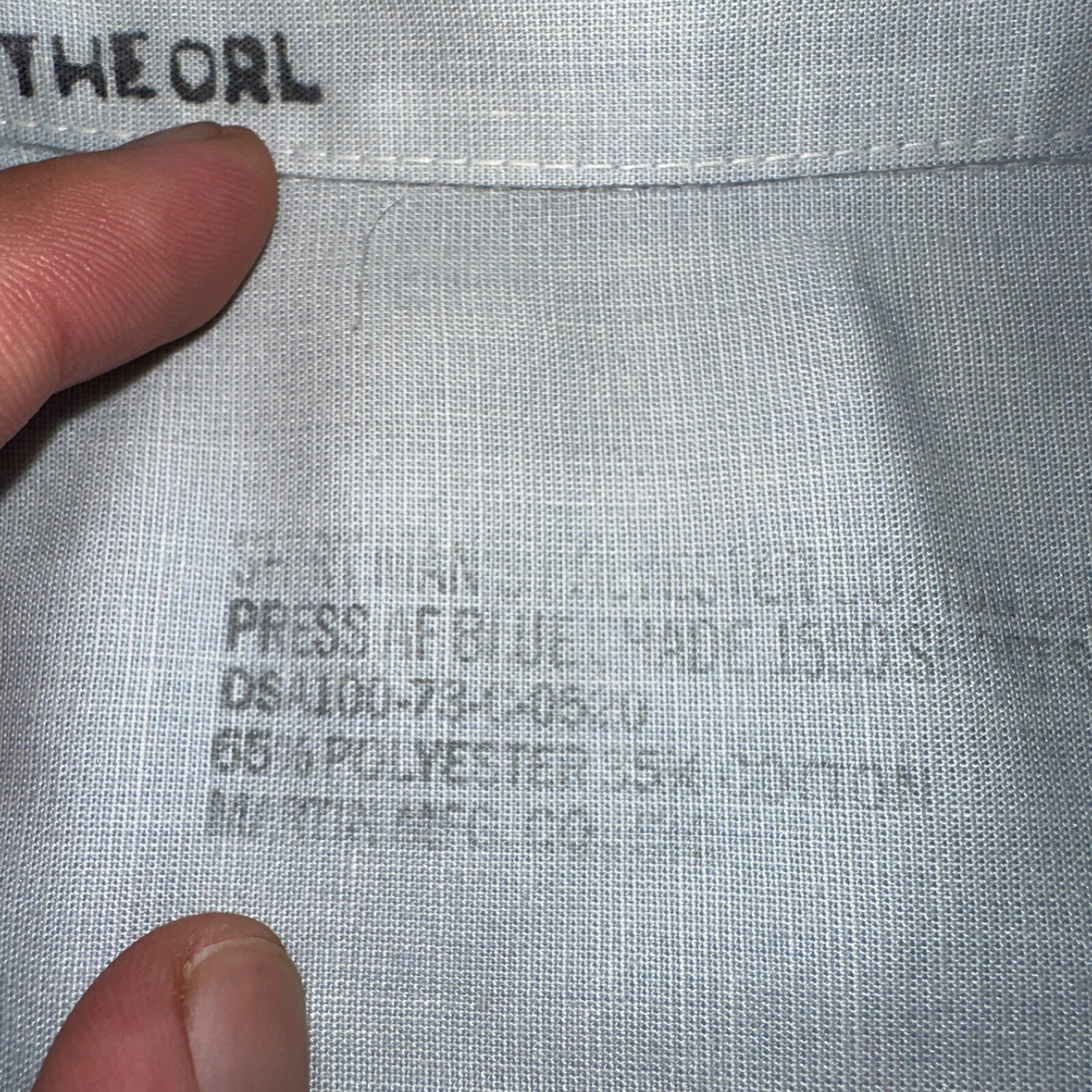 1973 US Army Vietnam War Men Blue Button Long Sleeve Shirt 16 DSA-100 1970s 70s