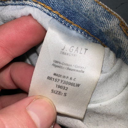 J Galt Jeans Womens Wide Leg Blue Cargo Denim Cotton Light Wash 27x30 Small