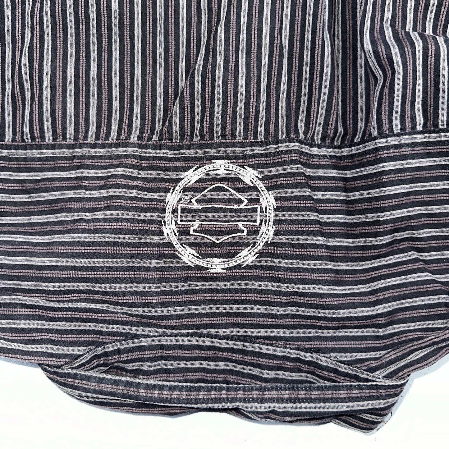 Harley Davidson Pearl Snap Black Shirt Mens XL Striped Biker Motorcycle VTG