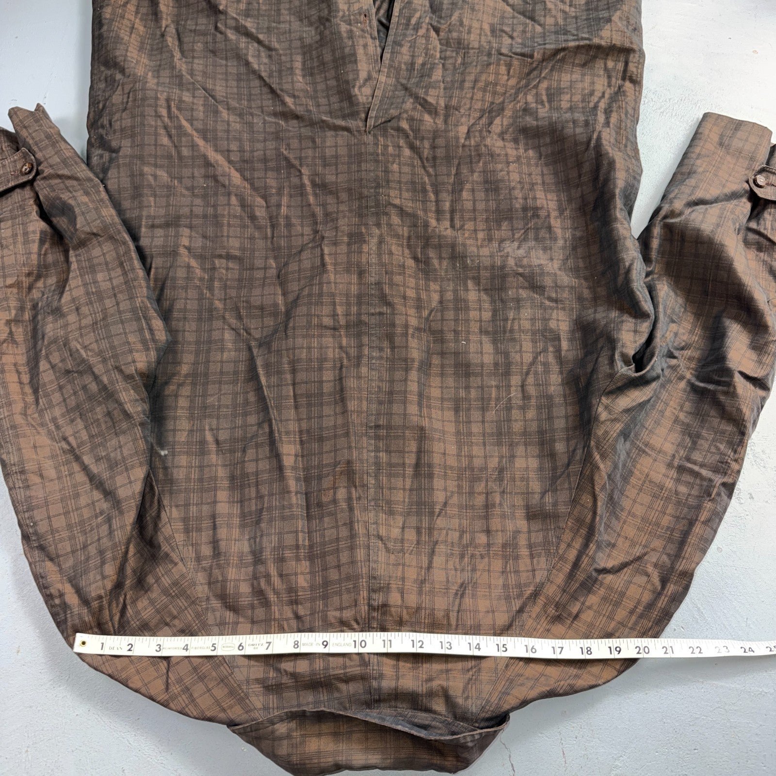 Vintage Size 42 All Weather Trench Coat Men Brown Button Rain Coat 1960s 60s