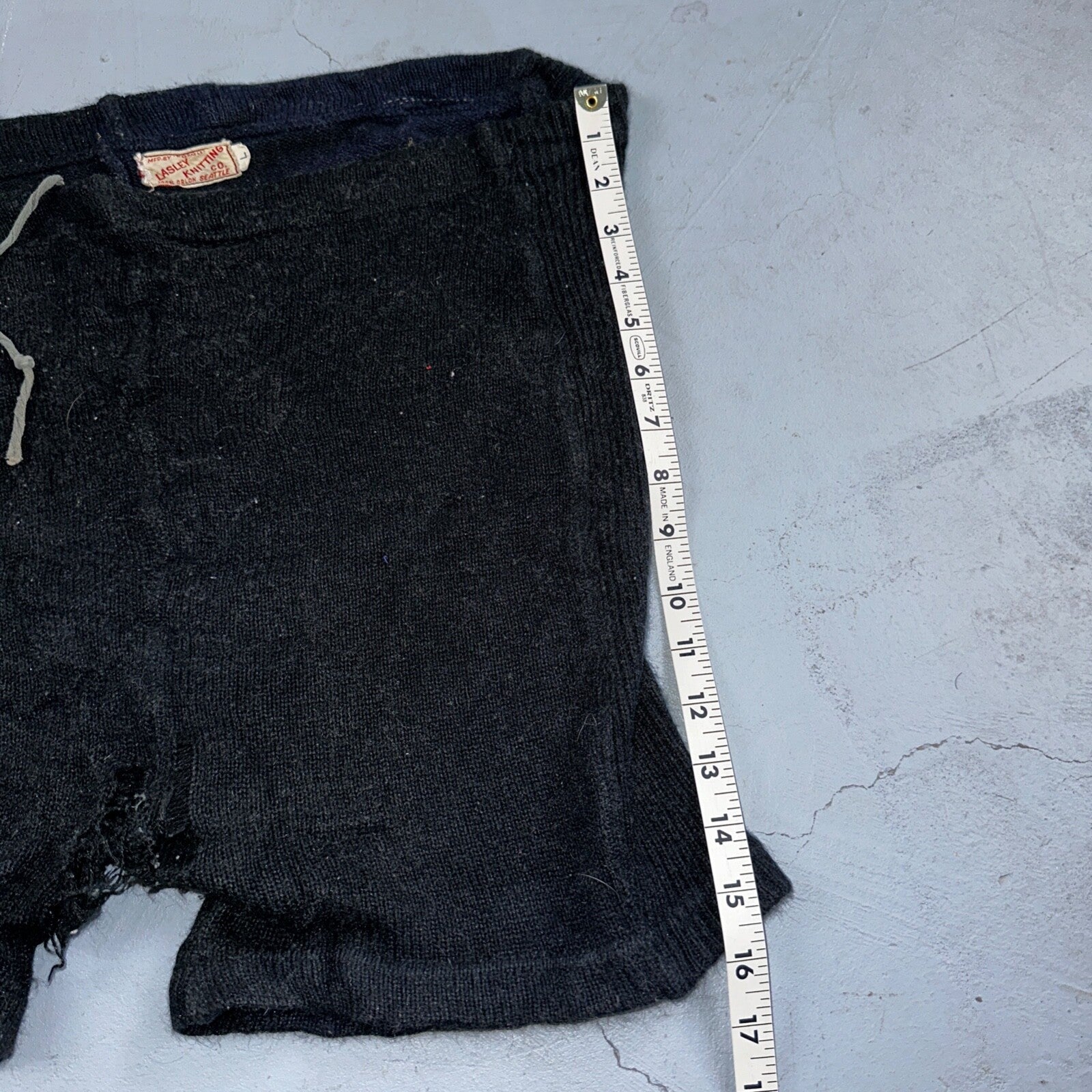 VTG 50s 60s Lasley Knitting Co Wool Letterman Navy Black Shorts Rare Swim Trunks