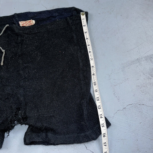 VTG 50s 60s Lasley Knitting Co Wool Letterman Navy Black Shorts Rare Swim Trunks