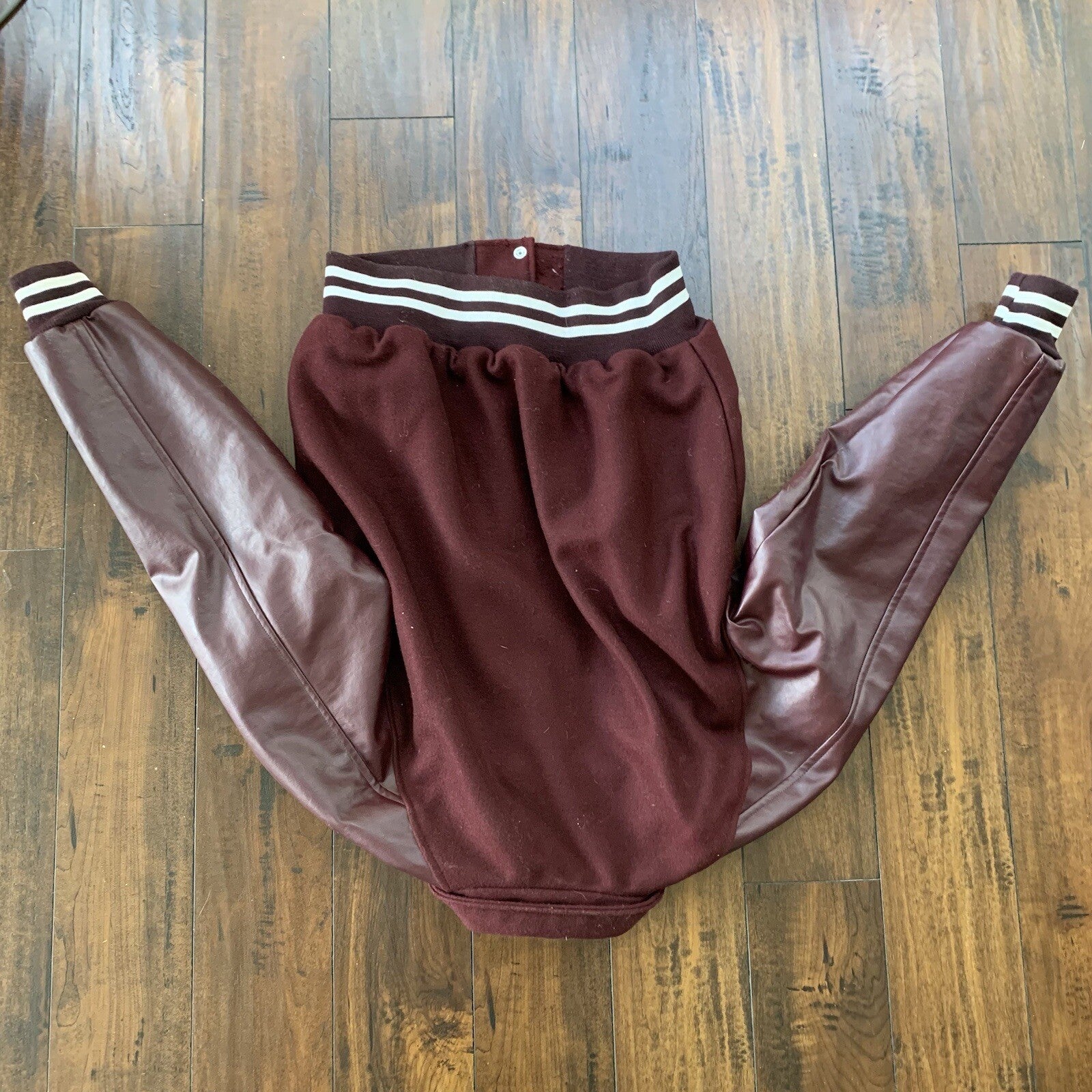 VTG Awards USA Varsity Wool Leather Jacket Burgundy Lettermen Large 70s 80s