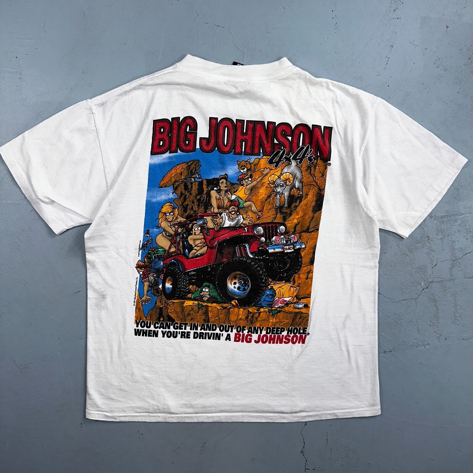 Big Johnson VTG 1997 Racing Naughty Humor Joke Single Stitch 90s Trucks Funny