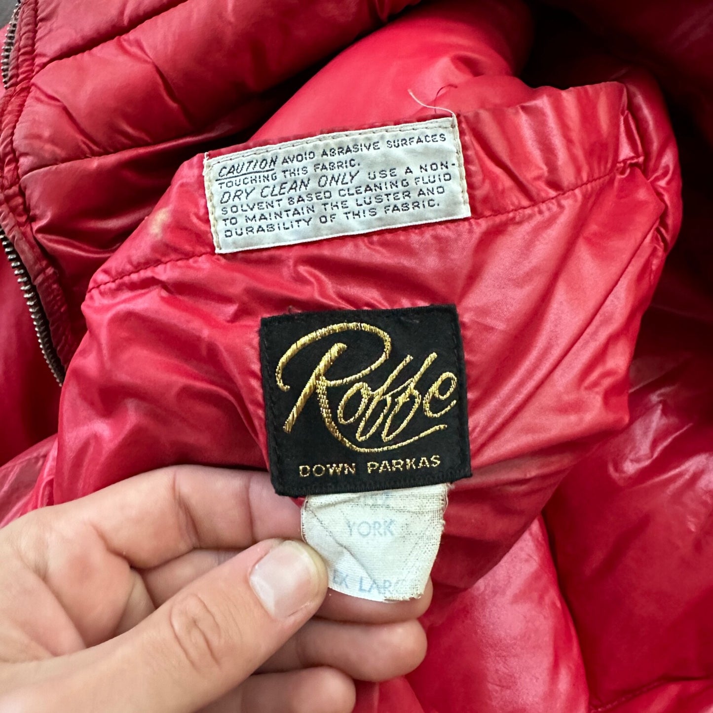 VTG 1960's Roffe Down Filled Ski Jacket Blue XL Mens Parka Red Warm