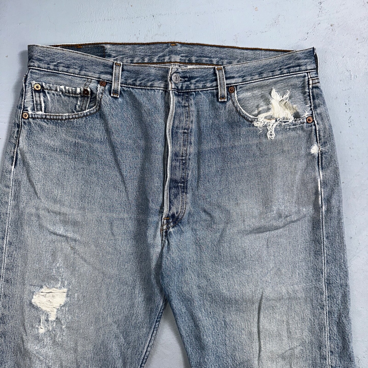 Levis 501 Vintage 90s XX Straight Leg Mexico Jeans 36x29 Light Wash Act 35x28