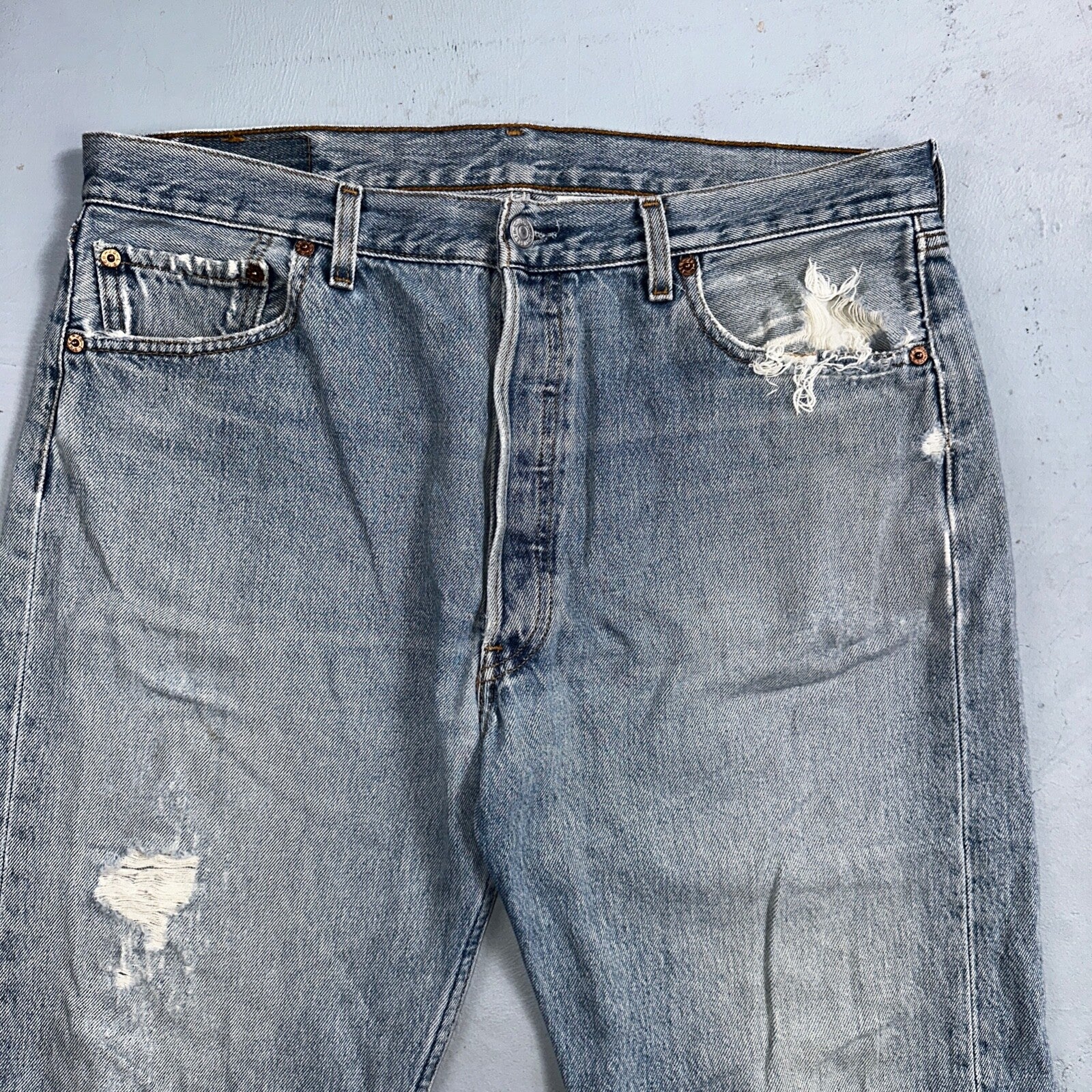 Levis 501 Vintage 90s XX Straight Leg Mexico Jeans 36x29 Light Wash Act 35x28
