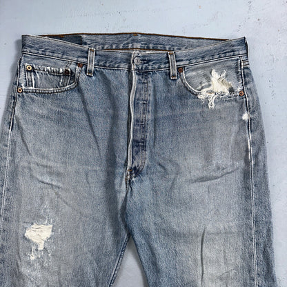Levis 501 Vintage 90s XX Straight Leg Mexico Jeans 36x29 Light Wash Act 35x28