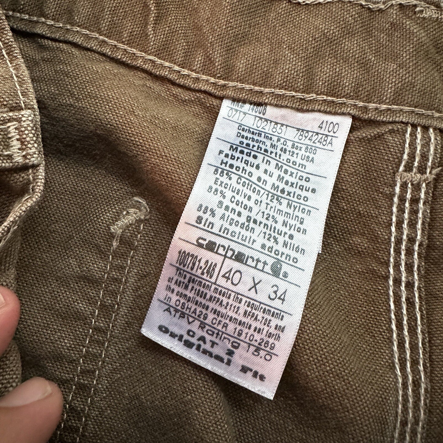 Carhartt Cat 2 FR Flame Resistant Mens 40x34 Utility Work Pants Jeans 38x31 Vtg