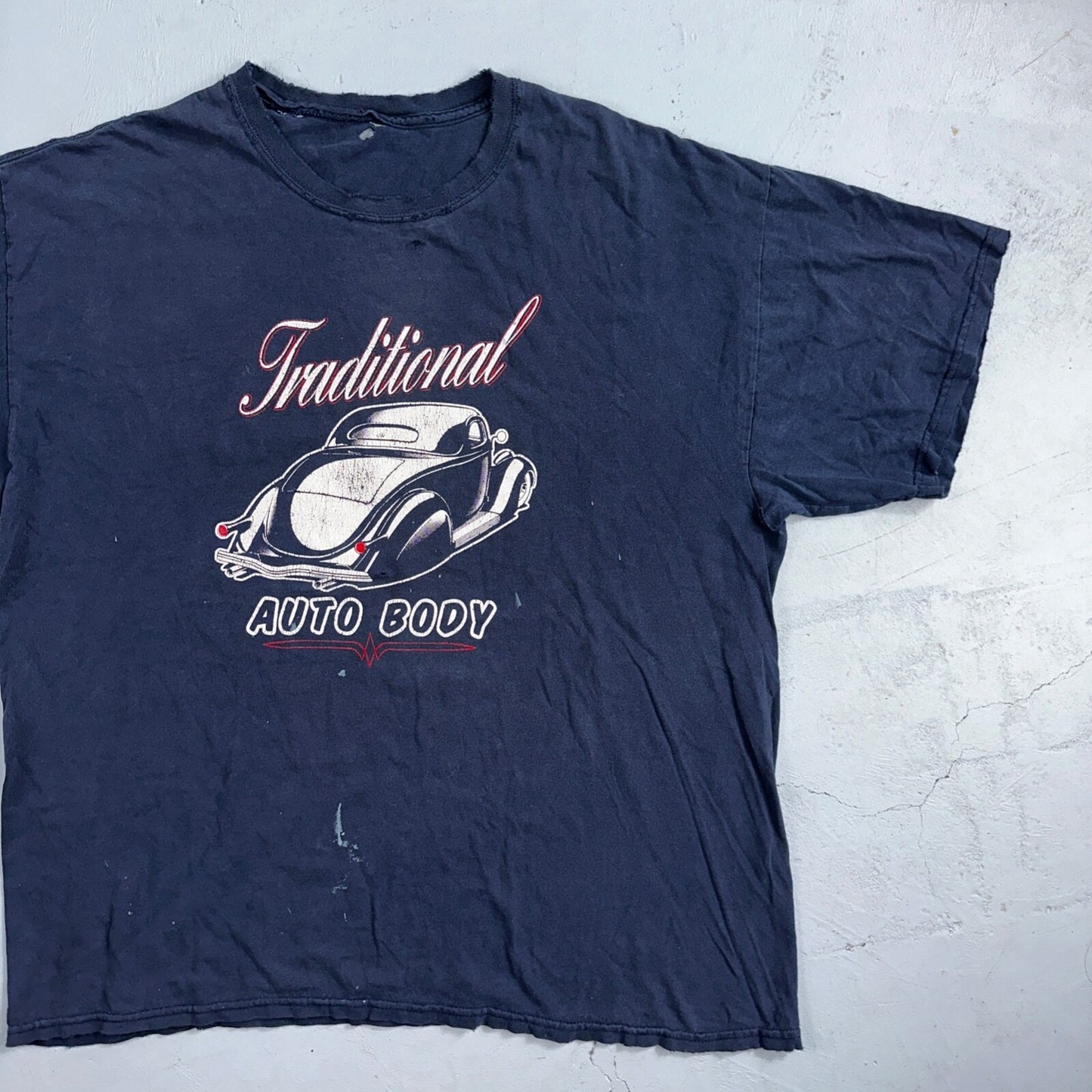 Rat Hole Auto Body Traditional Paint VTG T Shirt Thrashed Distressed Cars Promo