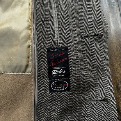 VTG 1960s Barron Anderson Herringbone Wool Overcoat USA Rockabilly 60s Lined