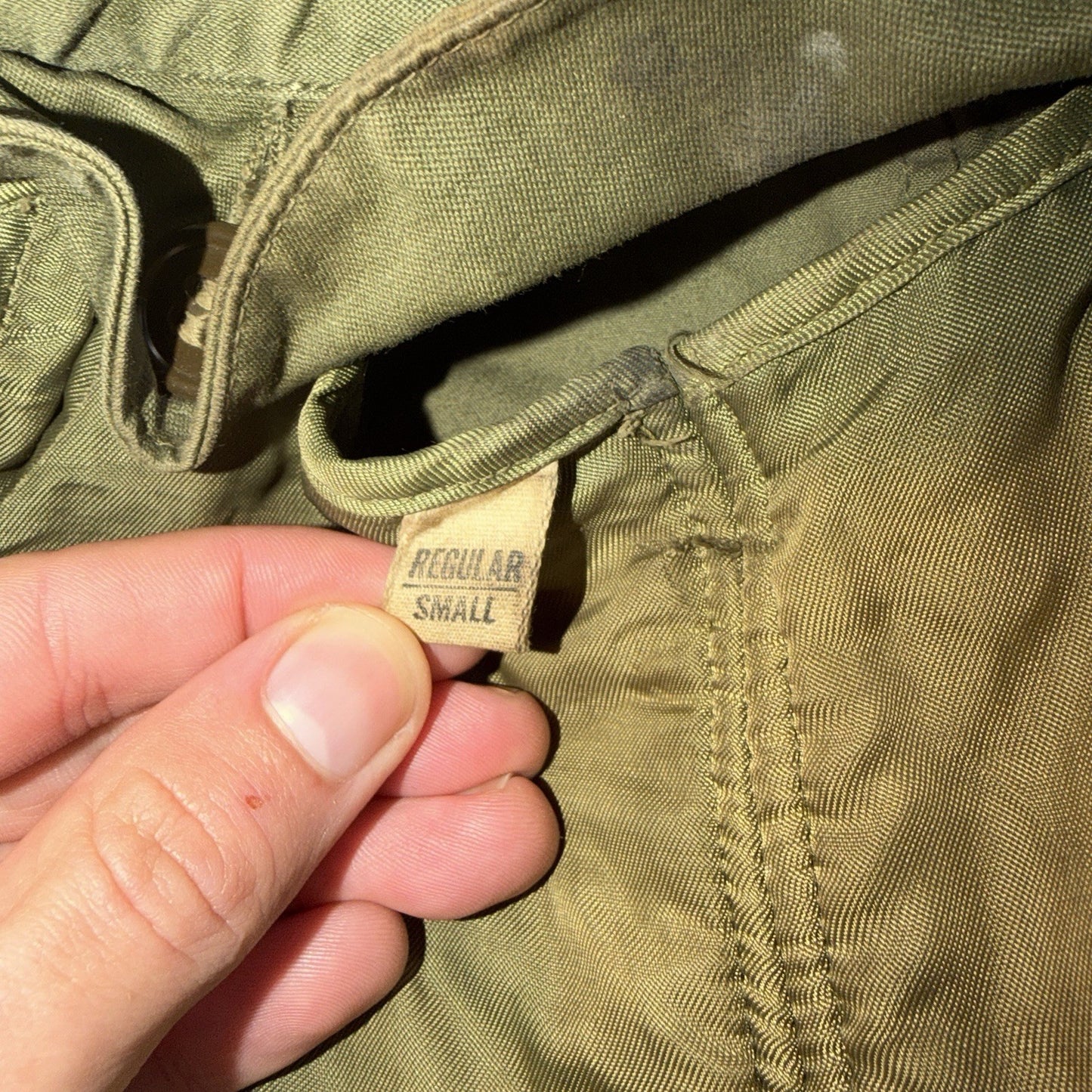 1950 US Army OD-7 Overcoat Cotton No Liner Korean War Trench Coat Belted OG 107