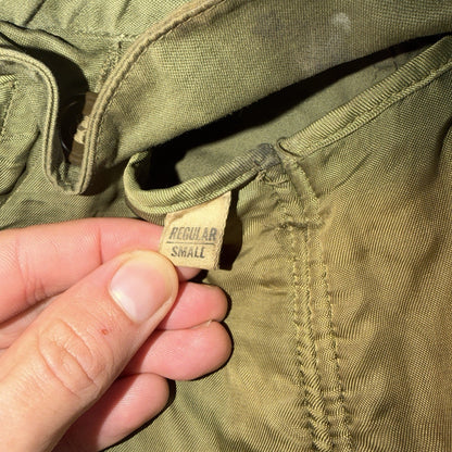 1950 US Army OD-7 Overcoat Cotton No Liner Korean War Trench Coat Belted OG 107