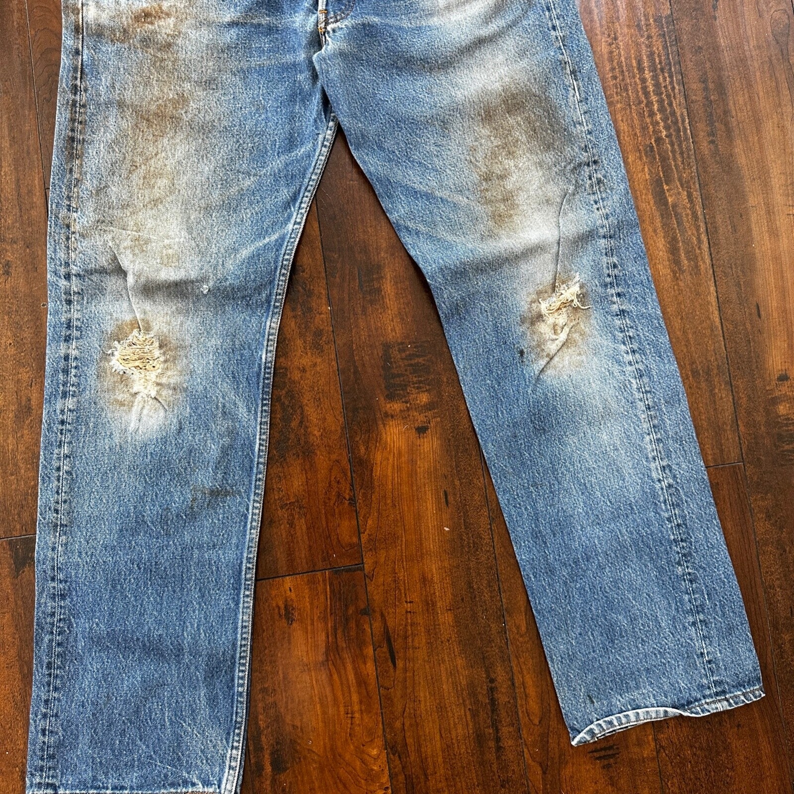 VTG 80s Levis 501 Button Fly 38x36 USA Tag Jeans Straight Wash Blue XX Act 34x32