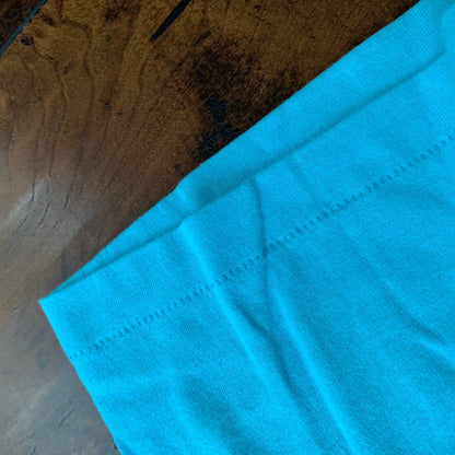 Simple Vintage T Shirt Pocket Blank Bright Baby Blue Single Stitch Oversized 90s