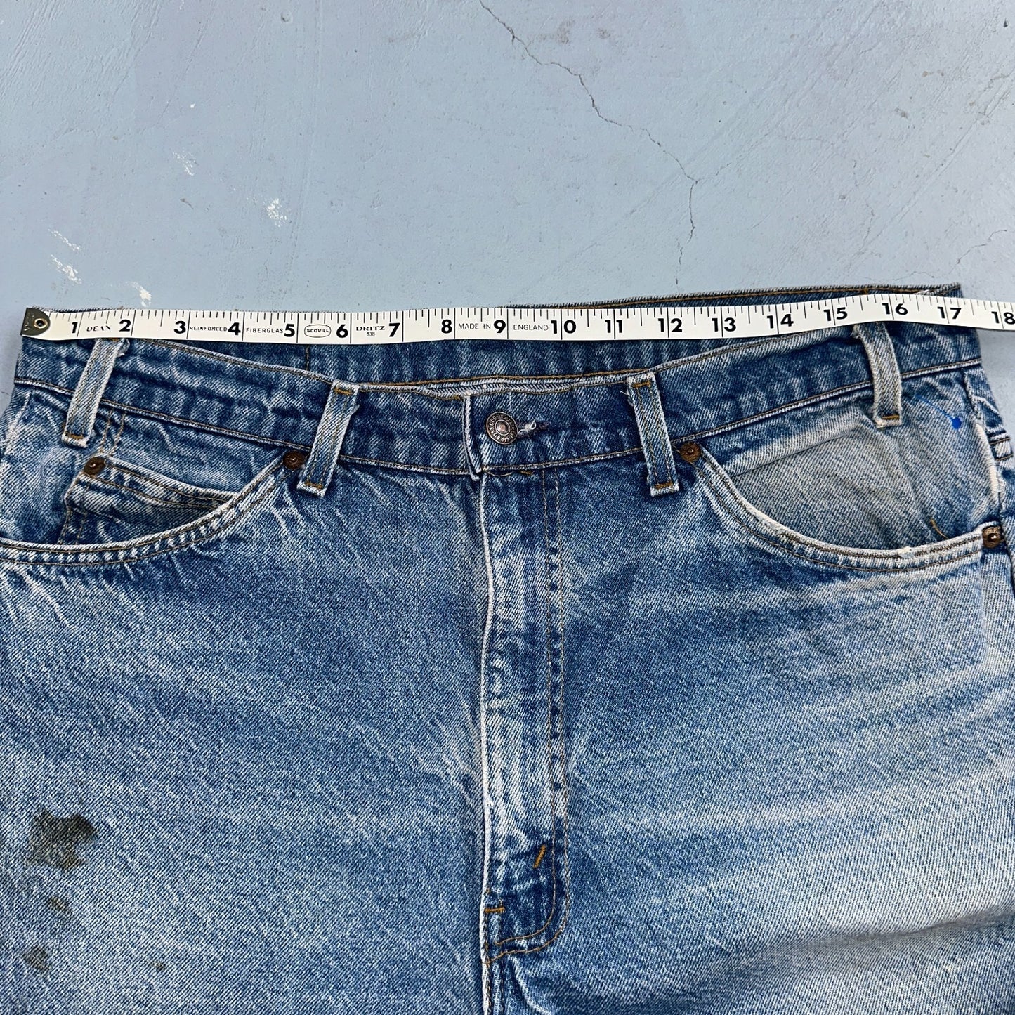 Levis 517 Vintage 80s USA Orange Tab Bootcut Flare Blue Jeans Talon Act 34x28