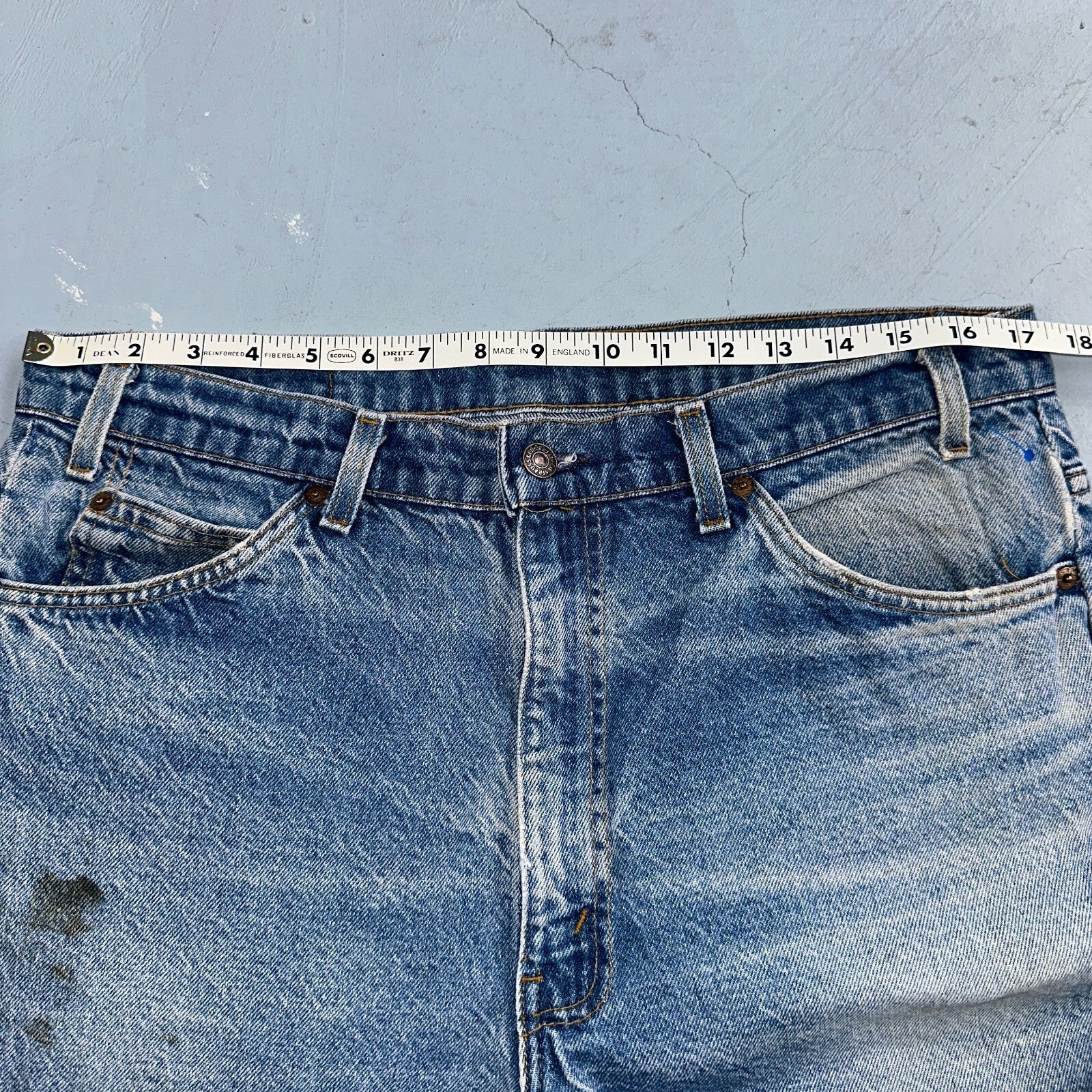 Levis 517 Vintage 80s USA Orange Tab Bootcut Flare Blue Jeans Talon Act 34x28