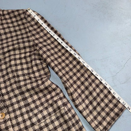 Giorgio Armani Jacket Women 42 VTG Brown Houndstooth V Neck Italy Cashmere Wool