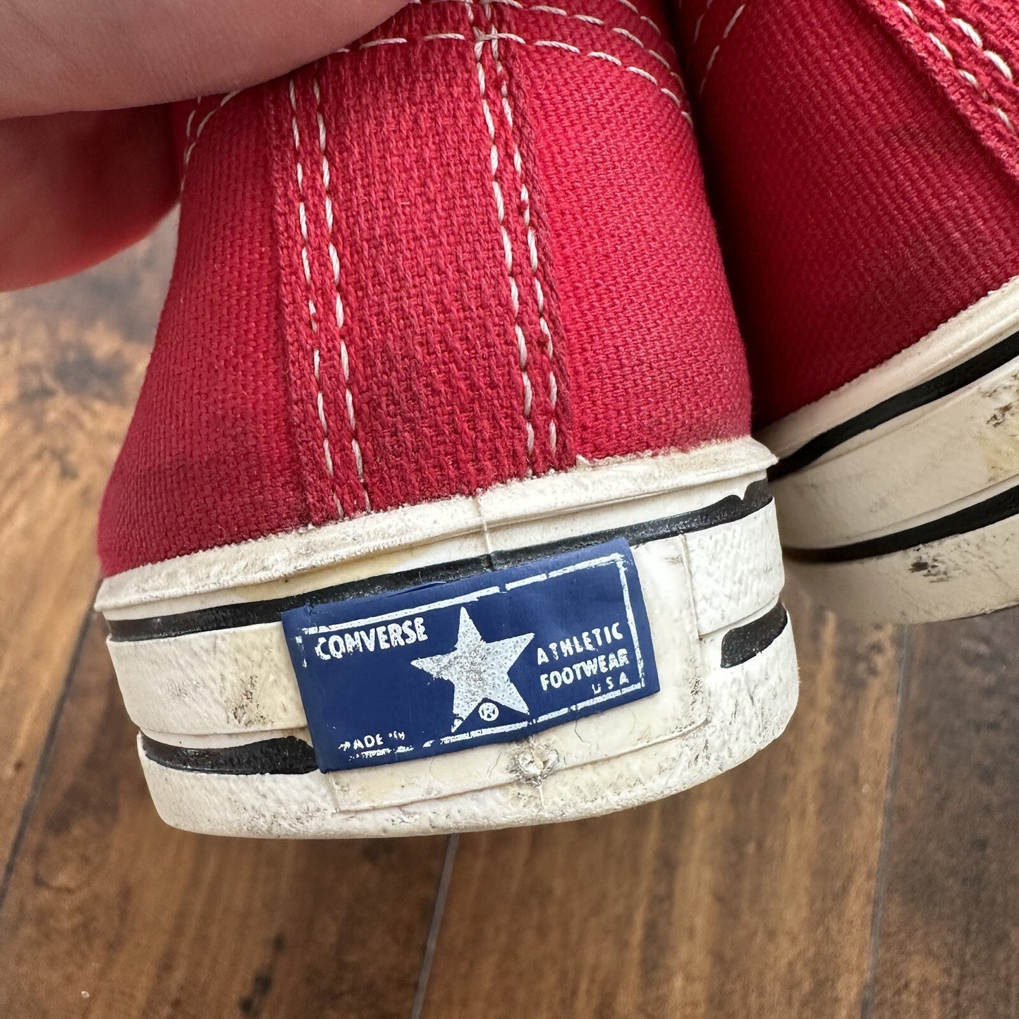 Vintage 60s 50s CONVERSE Chuck Taylor All Star Blue Label RED 10 Low RARE USA