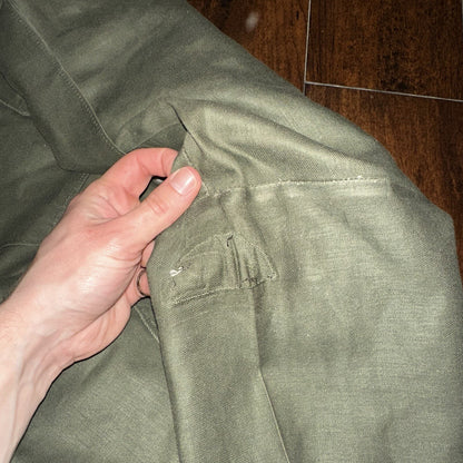 Vintage US Military Shirt OG-107 Vietnam 1970s DSA 1975 Post WWII Camo Green