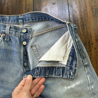 Levis Vintage 80s Redline Selvedge USA 501 XX Jeans Light Wash 31x33 Act 28x29