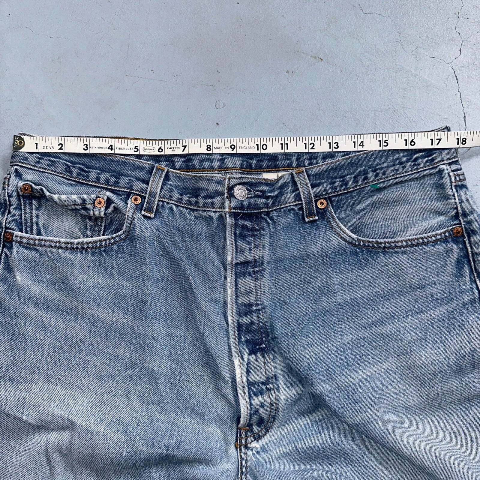 Levis 501 Vintage 90s XX Straight Leg Mexico Jeans 38x34 Light Wash Act 35x31