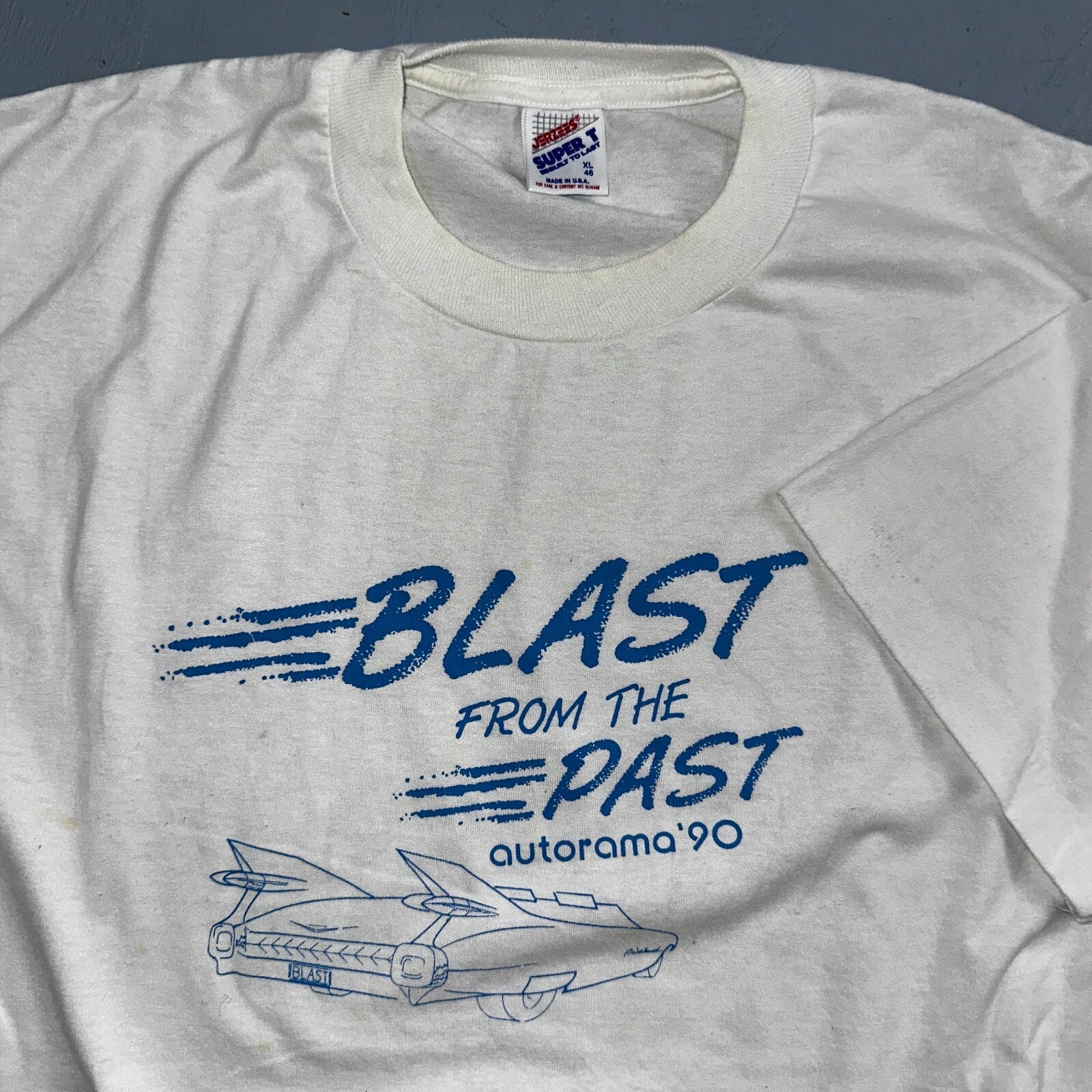 Blast For The Past Jerzees 80s VTG T Shirt Car Back To Future 1980s Graphic Art