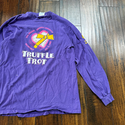 Oregon Truffle Trot Eugene VTG T Shirt Purple Long Sleeve Hanes Love Valentine