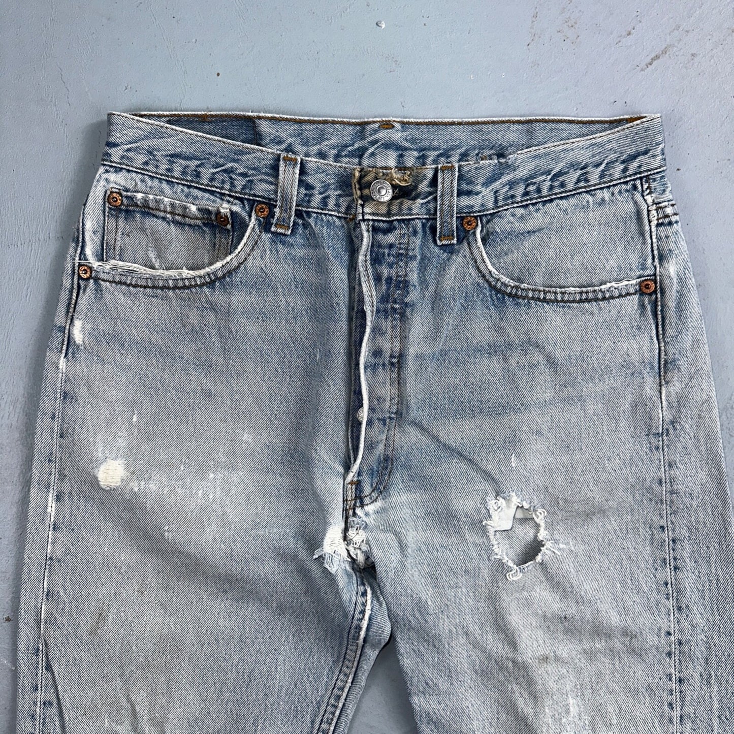 Levis 501 Vintage 90s USA XX Straight Leg Jeans Blue Light Wash 34x36 Act 31x31