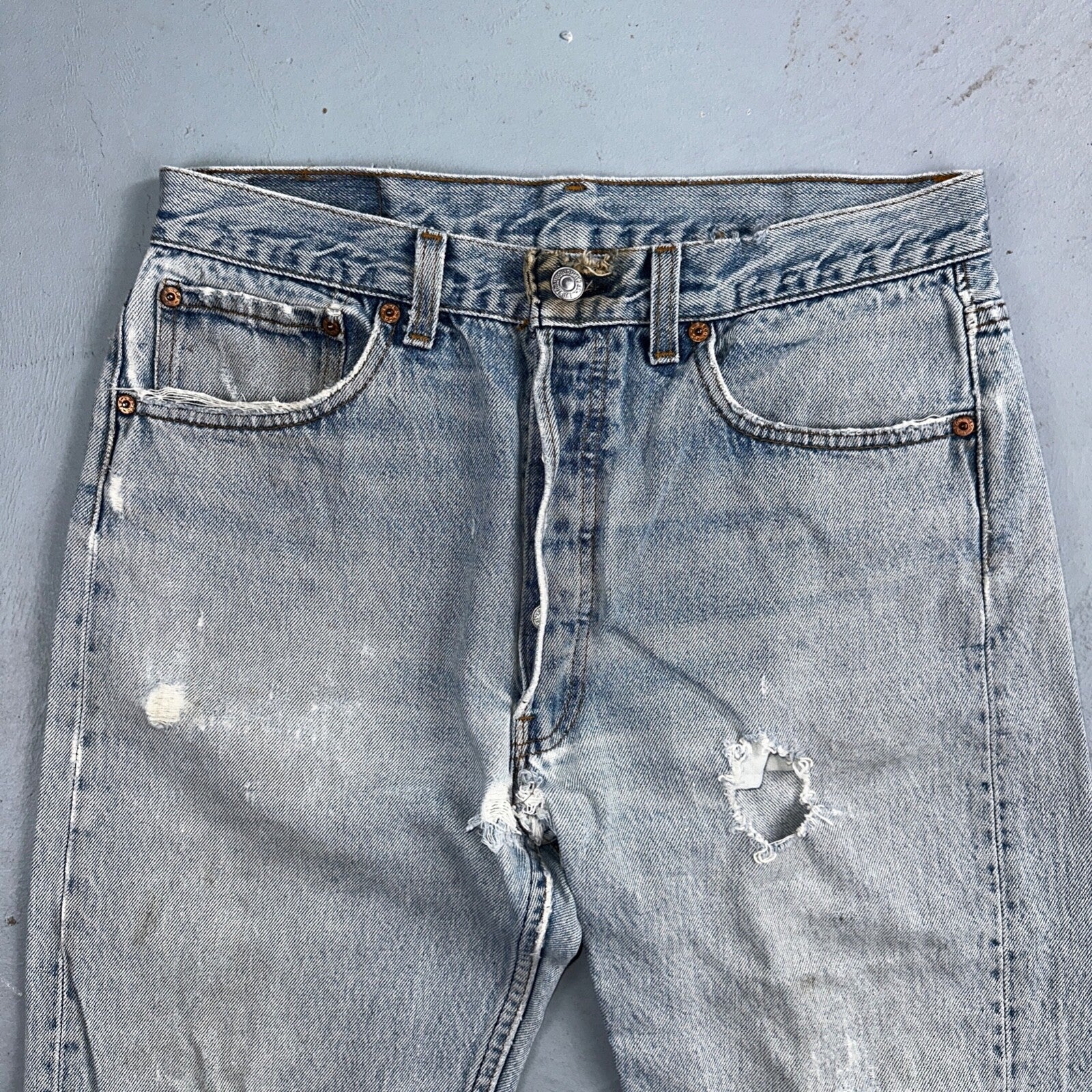 Levis 501 Vintage 90s USA XX Straight Leg Jeans Blue Light Wash 34x36 Act 31x31