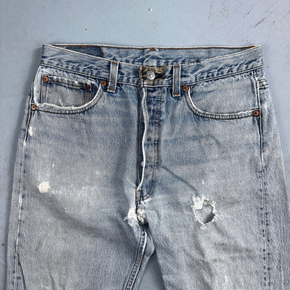 Levis 501 Vintage 90s USA XX Straight Leg Jeans Blue Light Wash 34x36 Act 31x31
