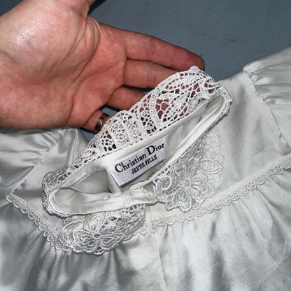 Vintage Christian Dior Jeune Fille Ivory Lace Nightgown Lingerie Dress Slip