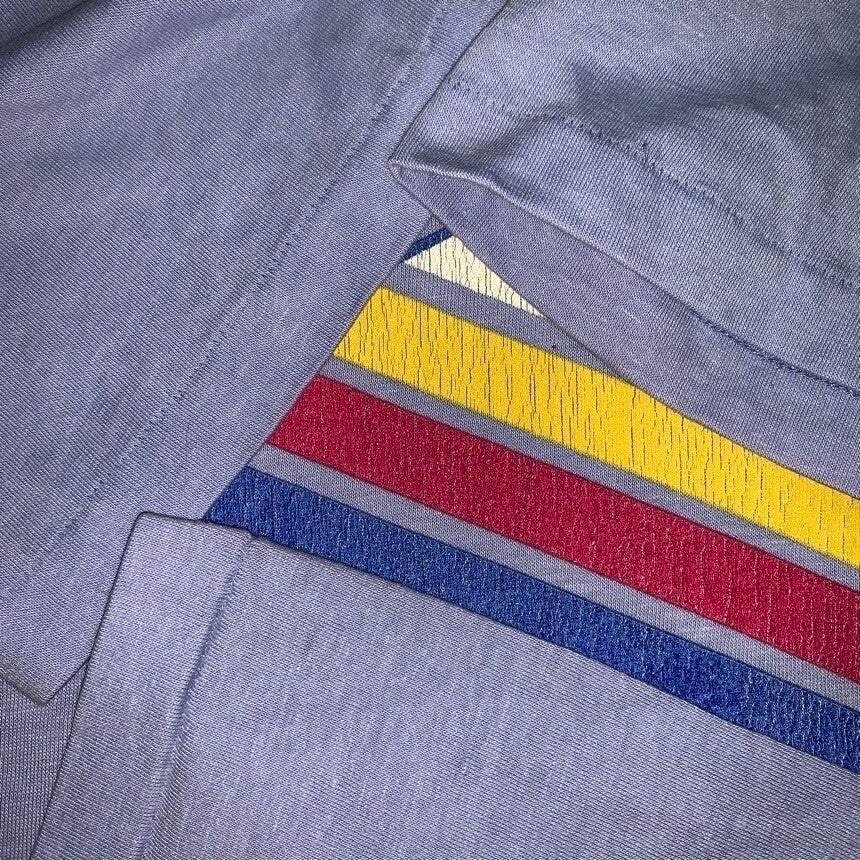 Nike Vintage T Shirt USA Rare Womens LGBTQ Rainbow Running Blue Tag 80s Swoosh