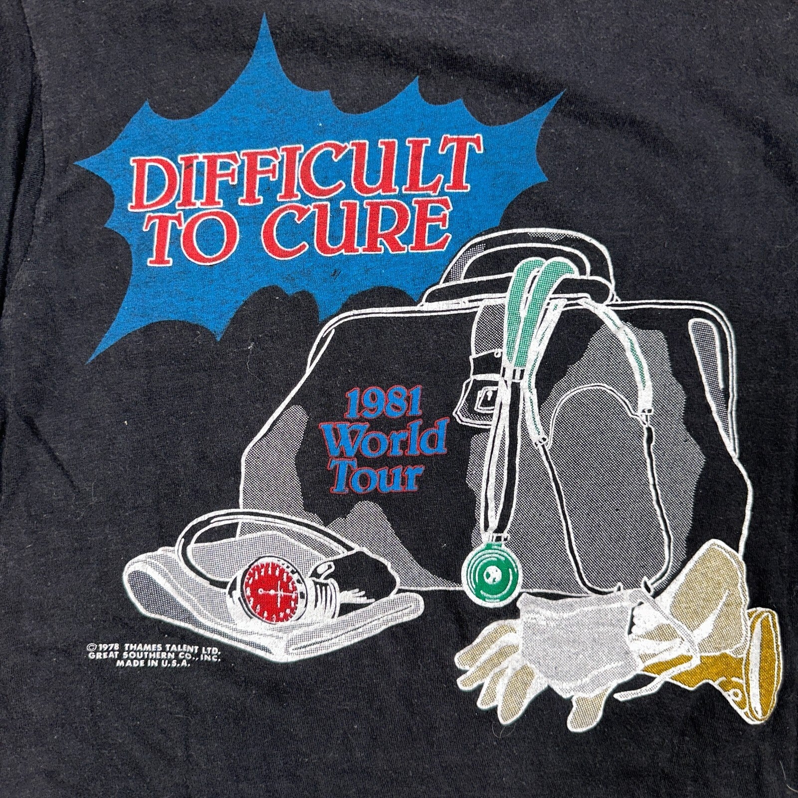 Rainbow Difficult Cure Tour 1981 Vintage Concert T Shirt Promo Doctor Music Band