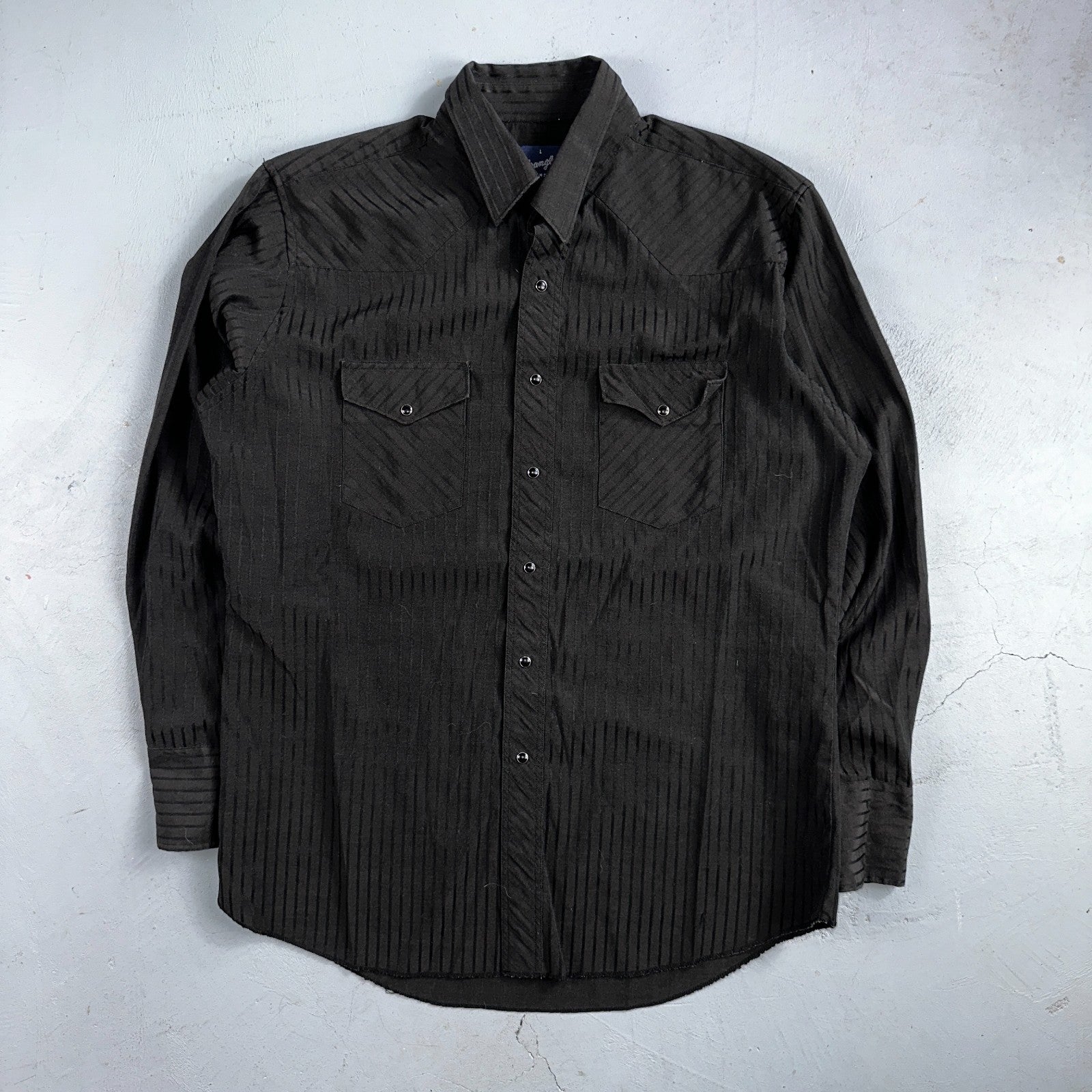 Vintage Wrangler Pearl Snap Shirt Men's Large Black Western 90s Cowboy