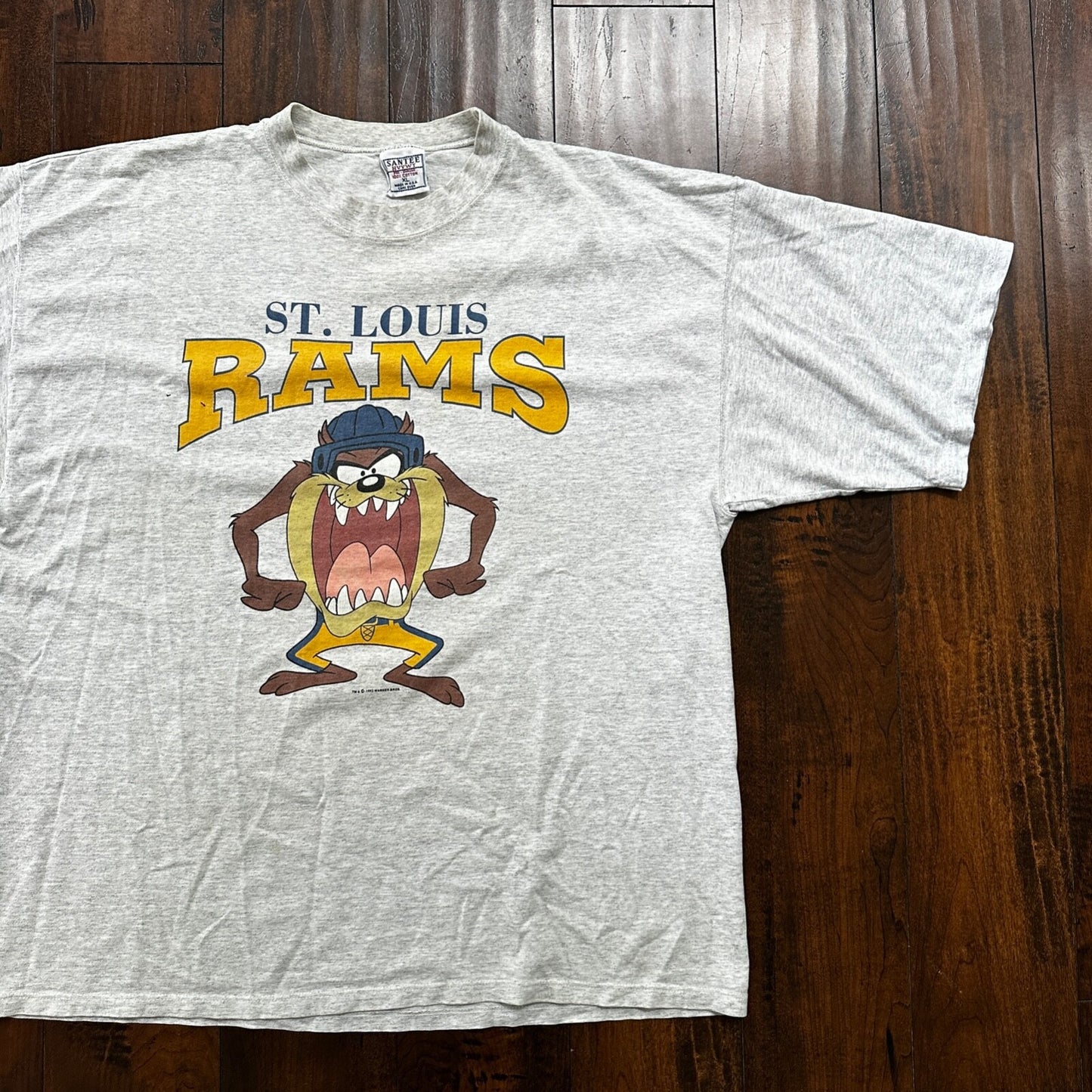 St Louis RAMS VTG T Shirt 90s Warner Bros Cute Taz Sports Missouri Rare Rap
