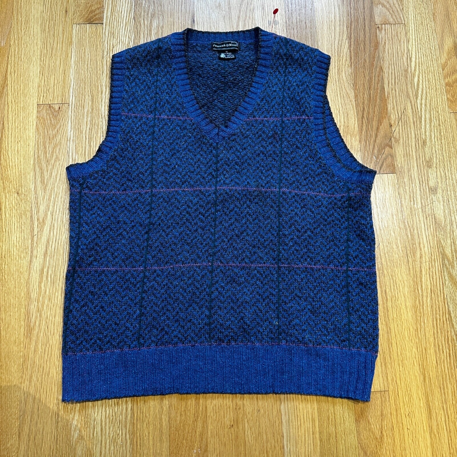 Vintage Preswick & Moore Shetland Wool Argyle Sweater Vest Men's Medium UGLY