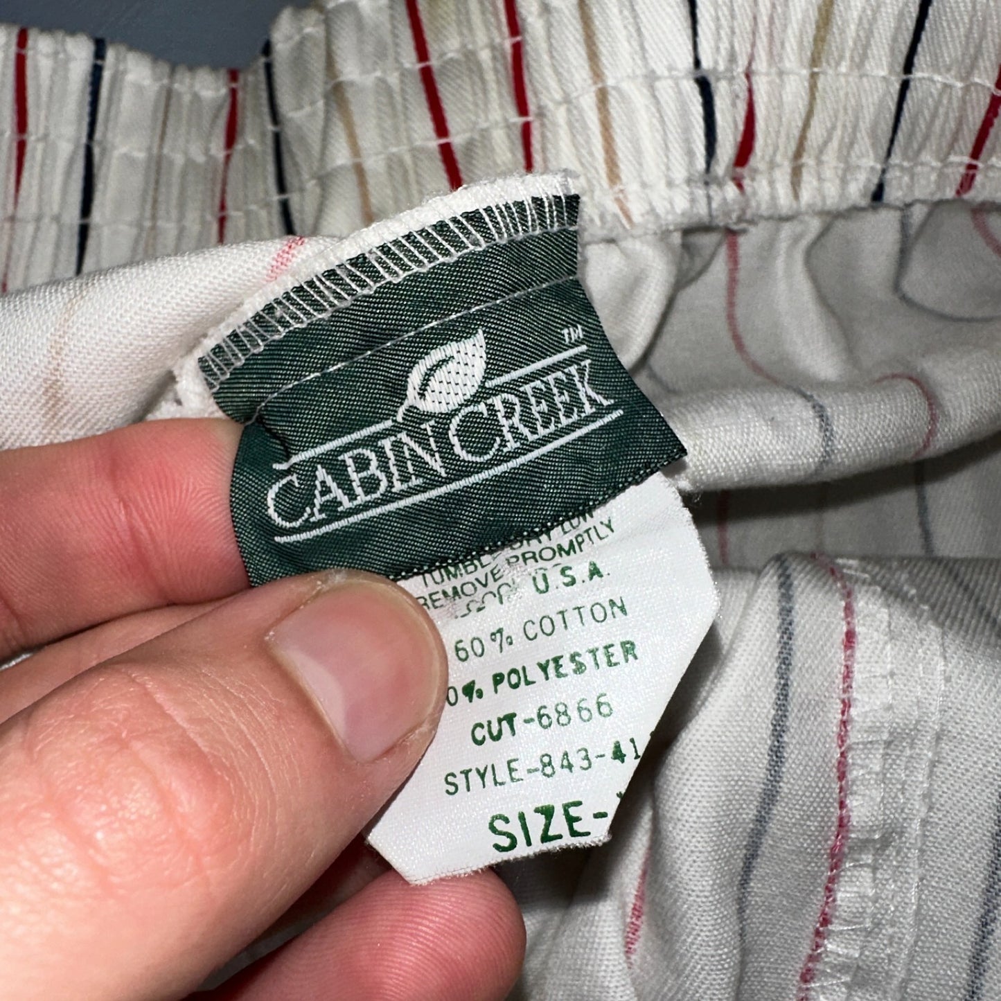 Cabin Creek Shorts Womens 12 Red White Striped Front Cotton Blend High Rise